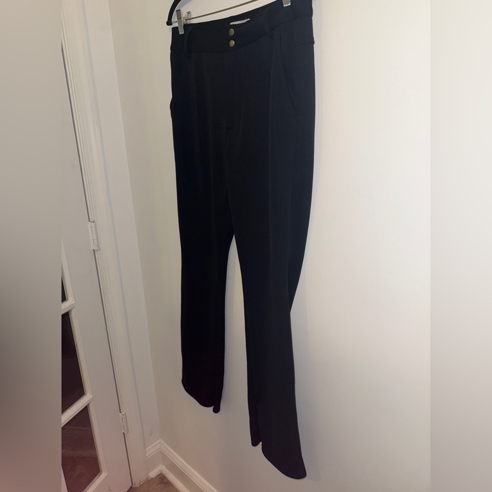 Anthropologie Black Slim Boot Pants with Ankle Zippers | Stretch Dress Trouser M - Picture 6 of 13